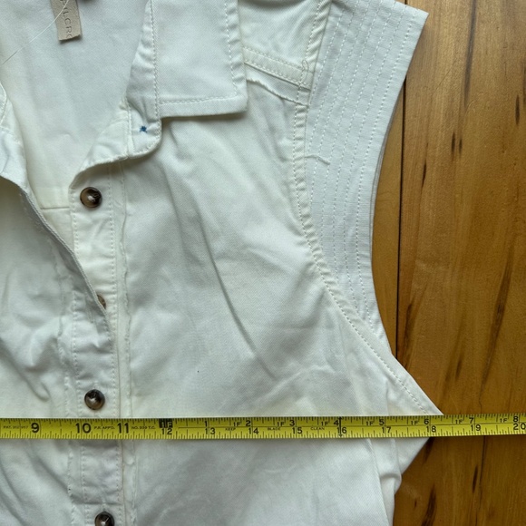 ANTHROPOLOGIE NWT Pilcro Dress Ivory Sleeveless Shirtdress‎ Ruched Button Shirt - Picture 8 of 10